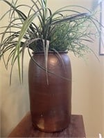 Stoneware Crock with Plant 11" Tall