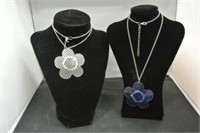 Pair of Fun Acrylic Floral Pendant Necklaces