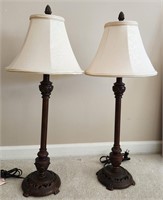 Pair of Metal Table Lamps & Shades