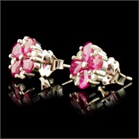 3.00ct Ruby & 0.40ct Diamond Earrings in 14K Gold