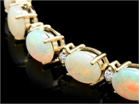 15.00ct Opal & 1.00ct Diamond Bracelet in 14k Gold