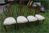 Early Carved Walnut Dining Chair Set