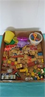 Box lot - assorted vintage kids toys - wood