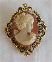 Costume jewelry: Faux Cameo brooch pin -