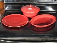 Three Scarlet Fiesta Serving Pieces