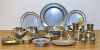 Large Estate Group Pewter Items