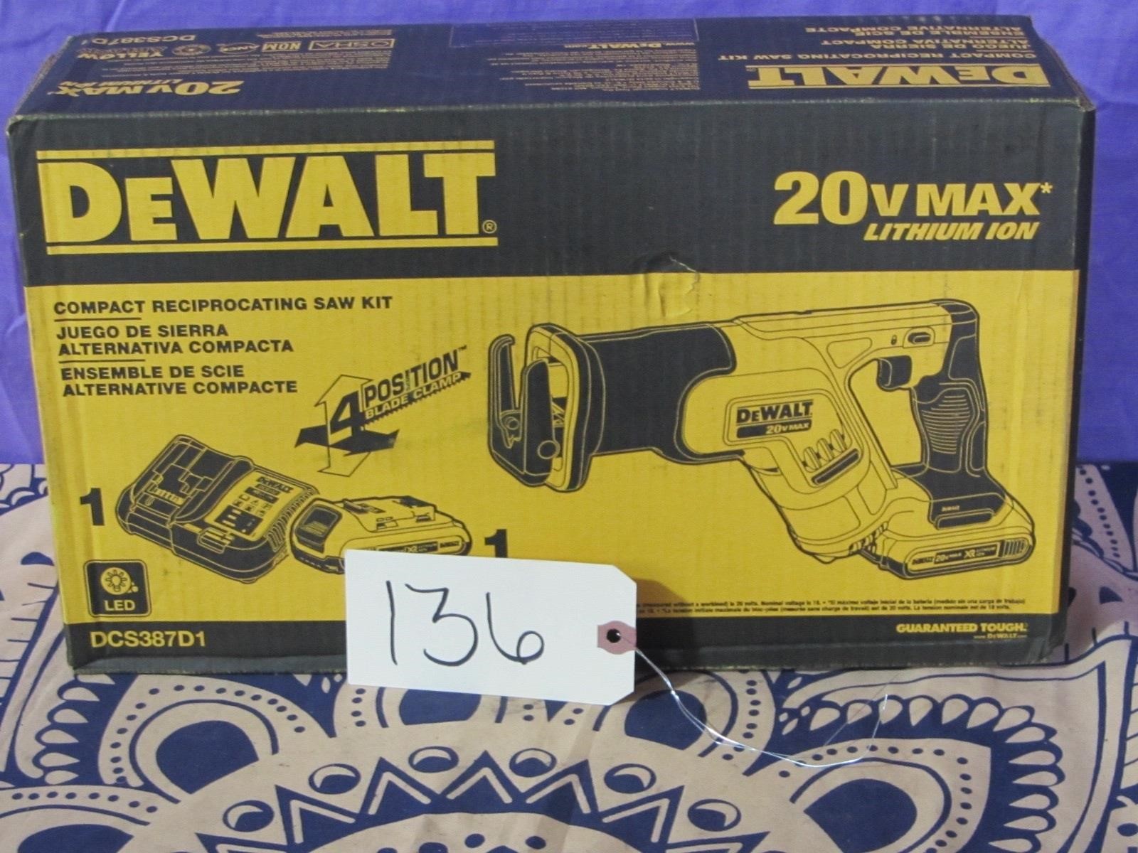 New Dewalt DCS387D1 Compact Reciprocating Saw Kit