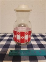 Libbey Glass Carafe Jar Red & White Plaid Design