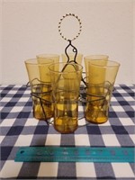 Amber Glass Tumblers with Original Carrier