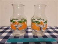 Two Anchor Hocking Orange Juice Carafe Jar