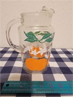 Federal Glass Orange & Daffodil Pitcher