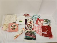 Assorted Kitchen Towels, Lace Tablecloth,