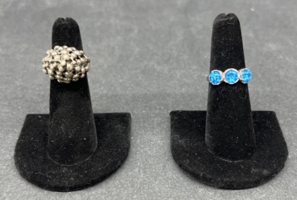 (L) Sterling Silver Rings Sizes 5 And 6.