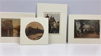 4 unframed color etchings, one is signed Ernst