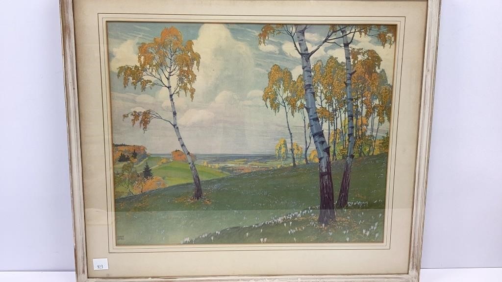 Vintage lithograph print of Fall Landscape’