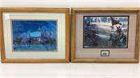 2 Mort Kunstler prints, framed under glass, both