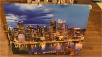 PITTSBURGH AT NIGHT REFLECTIONS 30X40 NOVAKOWSKI