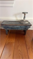 Small antique old blue paint, wood install, with