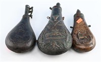 (3) Mid 19th Century Shot flasks to include: