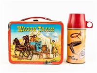 1964 Wagon Train Metal Lunch Box With Thermos
