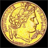 1851-A French Gold 20 Francs NEARLY UNC