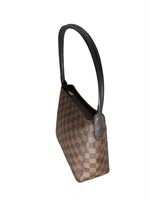 Underarm Tote Bag Multi-Brown Checkered Leather