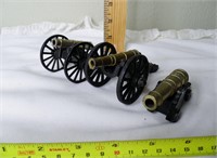 3 Mini Cast Iron w/Die Cast Mini Cannons