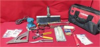 Husky Tool Bag w/ Contents, Makita Palm Sander