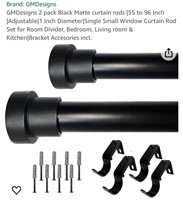 W397  Curtain Rods, Matte Black, pack of 2