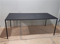 Large Black Metal Display Table with Wooden Top