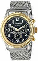 New Stylish Akribos Men's Ss Mesh Bracelet Watch