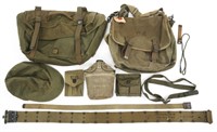 WWII US ARMY FIELD GEAR LOT PACK POUCH & CANTEEN