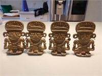 2 sets of Aztec Mayan brass bookends. Nook