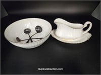 Paragon Gravy Boat/Plate & Bowl, Silver Plate Spoo