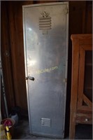 Silver Storage Locker with Contents Inside.