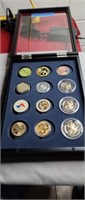 12 - Military Challenge coins in case