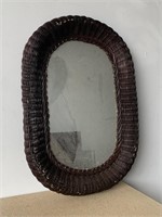 Vintage Brown Painted Wicker Mirror