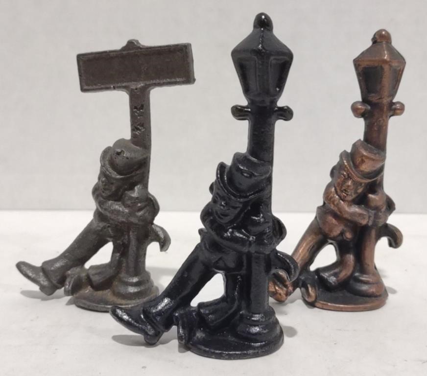 Cast Iron & Bronze Drunkard Figurines, 4"