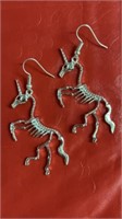 Unicorn skeleton earrings, 2.5 inches long, nice
