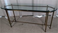 Vintage Brass & Glass Top Console Table