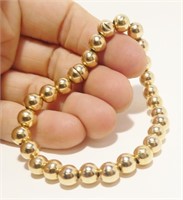 14K Y Gold Bead Bracelet 7.5" 6.05g Magnet Clasp