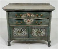 Painted and decorated washstand, serpentine top