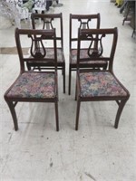 4PC MAHOGANY LYRE BACK DINING CHAIRS