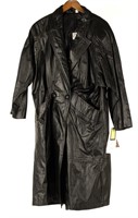 John Weitz Black Leather Long Coat