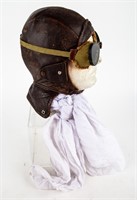 Vintage Leather Flight Helmet & Goggles