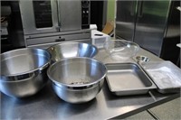 Mixing bowls, pans