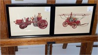 Antique fire truck wall hangings