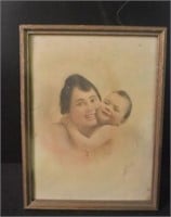 Framed Vintage Picture of Mom & Baby