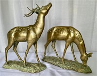 Pair of Vintage Cast Brass Deer
