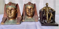 Pair of Neat Bookends Lincoln & 2 Pharaoh